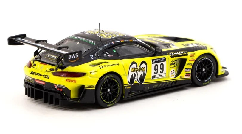 Tarmac T64-062-21IND99 Mercedes-AMG GT3 Indianapolis 8 Hour 2021 "Mooneyes" Gelb Hobby64 Maßstab 1:6 – Bild 3