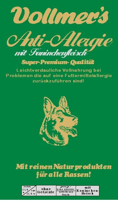 Vollmers Anti Allergie Mit Kaninchen | 15kg Hundefutter Trocken