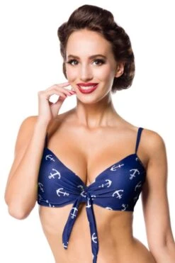 Belsira Vintage Bikini-Oberteil Blau Mit Ankern