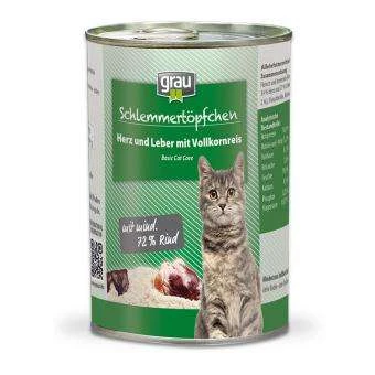 Grau Schlemmertöpchen Adult-Cat | Mit Herz, Leber & Vollkornreis