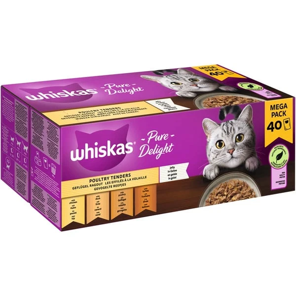 Whiskas Pure Delight Multipack GeflĂĽgel Ragout In Gelee 40x85g
